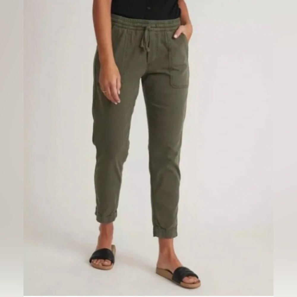Marine layer emmy linen blend jogger olive green